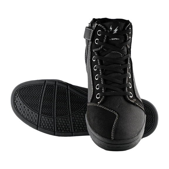 1Storm Motorcycle Men Or Women Fiber Leather Streetbike Casual Boots Extra Pair of Shoelaces Boots Gear Shift Protector: HW-001 All Black US 8.5
