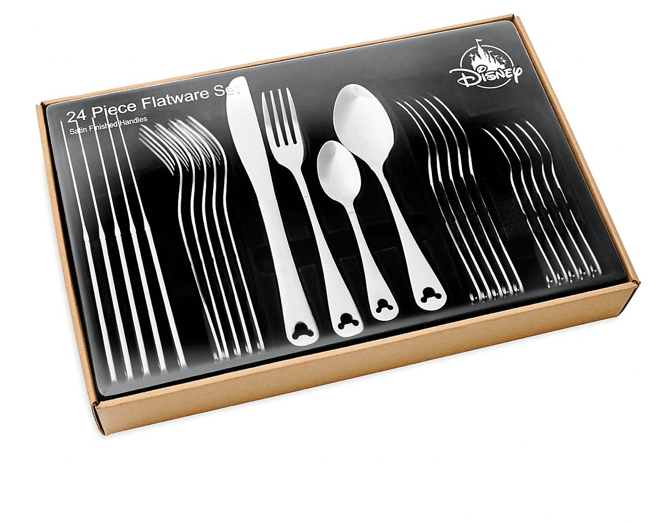 Disney Parks Mickey Mouse Silhouette 24 pc Silverware Flatware NEW 