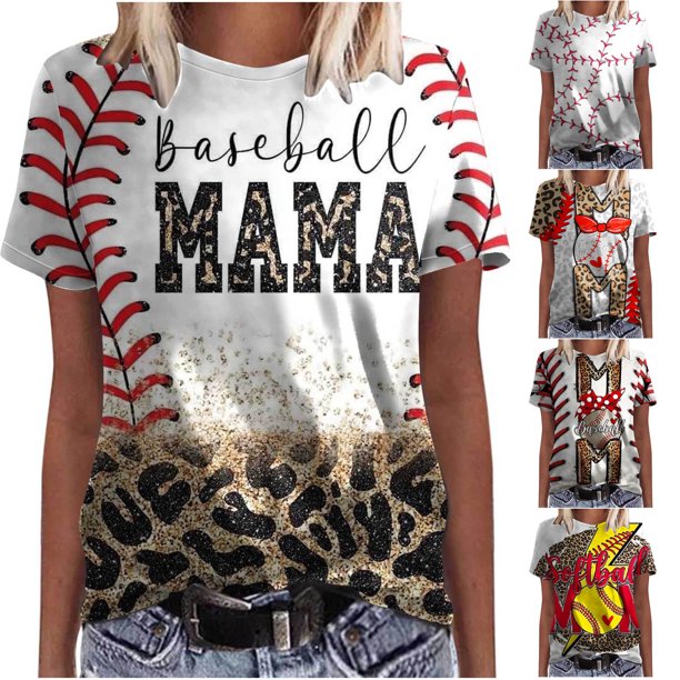 Fiudx Ofertas Flash Del Día Solo En Línea Mujer Casual Verano Impresión Manga Corta Cuello Redondo Suelta Camiseta Blusa Tops