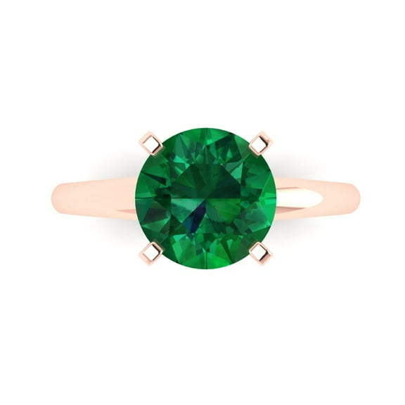 Solitaire Engagement Ring for Women - 2.5ct Simulated Emerald in 18K Rose Gold Promise Ring