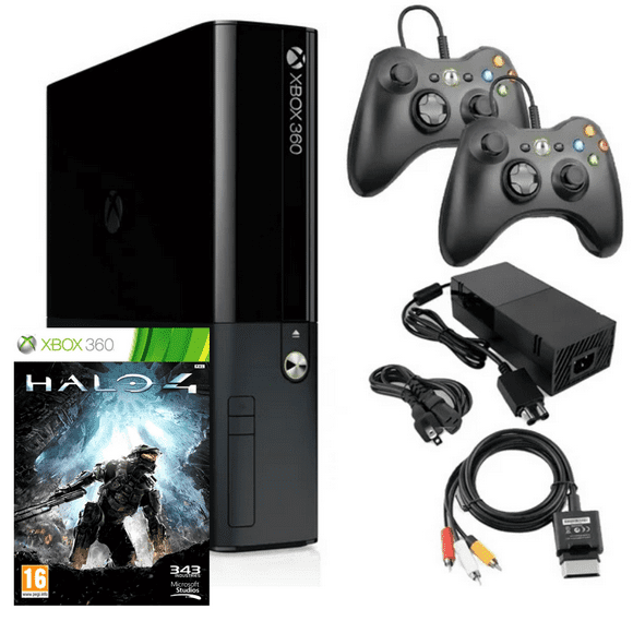 Consola de Xbox 360 Modelo E 4GB Restaurada con Halo 4 y 2 Controles Retrofam