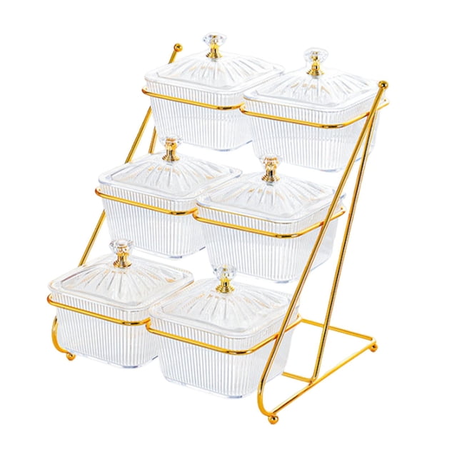 Plato de 3 niveles para frutos secos, platos para aperitivos, platos decorativos multifuncionales para aperitivos. Claro
