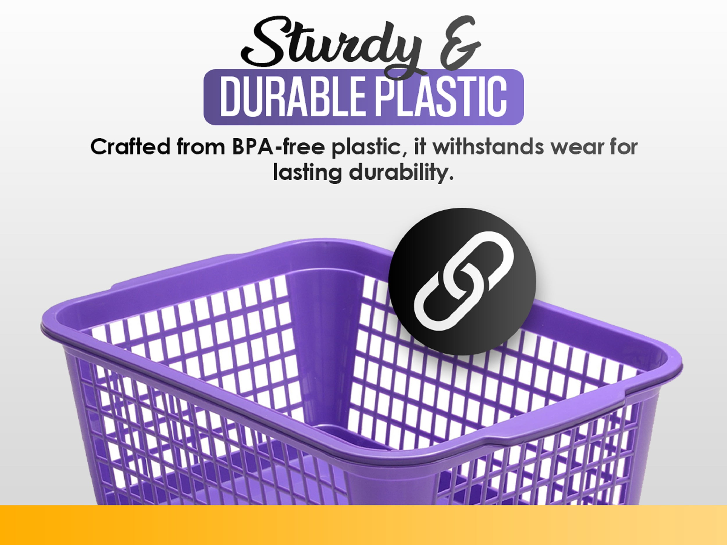 YBM Home Large Plastic Storage Basket (3 Pack), Pink 15 L x 10 W x 6 H