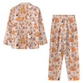 thumbnail image 3 of DISNIMO Corgi Paw Printed 2 Piece Women's Pajama Sets Long Sleeve Sleepwear Button Down Lounge Nightwear with Long Pajama Pants Comfy V Neck Loungewear with Pockets, M, 3 of 7