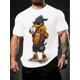 thumbnail image 1 of Camiseta gráfica informal para hombre: pato elegante con gafas y café, estampado 3D, manga corta, poliéster, blanca, ideal para actividades al aire libre en verano., 1 of 5