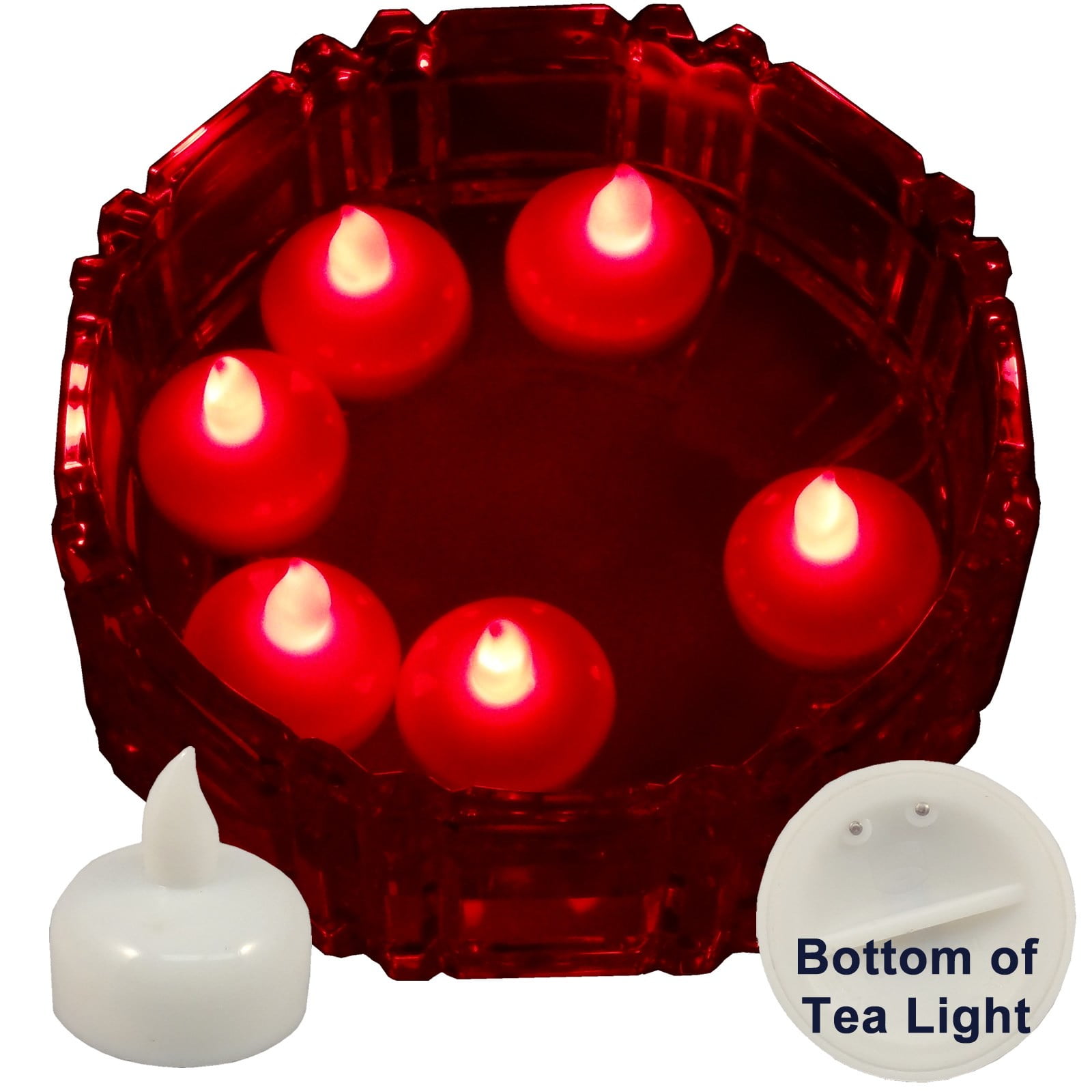 6 Pack of LED Floating Candle Tea Lights Red