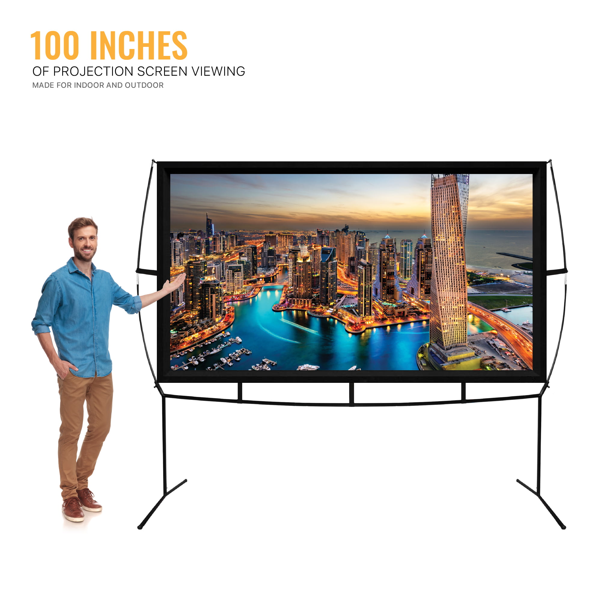 HD Projection Screen Outdoor Indoor Portable Polyester Fabric Homehold Movie Screen AFXOBO 16:9 Projector Screen 