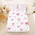thumbnail image 5 of Erosebridal Girly Cute Bowknot Bed Sheets,Pink Plaid Print King Sheets For Kids 4pcs, 5 of 6