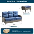 thumbnail image 7 of Unnifurnzi Outdoor Wicker Couch-All Weather Rattan 3 Seater Patio Couch with Outdoor Ottoman 6'' Thick Cushions Outdoor Sofa for Deck Lawn Porch Balcony Poolside-Gray/Blue, 7 of 7