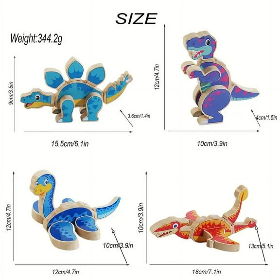 Chak’s Choice Building dinosaur toy, Building Dinosaur toy, wooden STEM disassembly dinosaur builder, suitable for children 3-5 years old