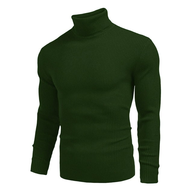 Ketyyh-chn99 Cardigan Léger à Volants pour Homme à Col Châle Chandail d'Automne et d'Hiver pour Homme Col Rond Chandail à Enfiler Chandail de Base Haut à Col Montant Assorti Vert, TG