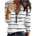 thumbnail image 1 of Mujeres con cuello en V Raya Estampado Cremallera Color Bloque Entrenamiento Manga larga Blusa informal Jerseys Top Fridja  fhghd2626, 1 of 8