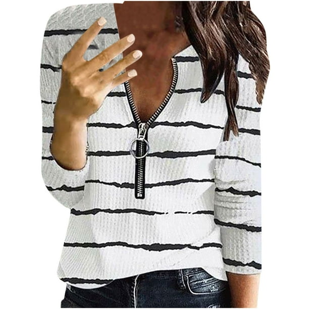 YFPWM Women's Tie Front Tops Rib Knit Mesh T-shirt Wolf Print T-shirt  Cartoon Bear Top Vintage Graphic Tops Western Tops V-Neck Love Print Zipper 
