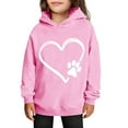 thumbnail image 3 of yoeyez Girls Valentine Hoodies Loose Love Heart Graphic Sweatshirt Long Sleeve Hooded Pullover Cute Valentine's Clothing for Kids Pink,11 Years, 3 of 6