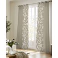 thumbnail image 5 of Japanese Sheer Curtains 84 Inch Length 2 Panels Set for Living Room/Bedroom, Grey Simple Traditional Flowers Leaves Pattern Kitchen Curtains Grommet Semi-Sheer Curtains Window Treatments 42"x84"x2, 5 of 7