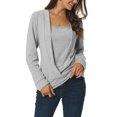 thumbnail image 2 of Unique Bargains Women's Long Sleeve Square Neck Solid Color Fake Two-Piece Casual Top, 2 of 6