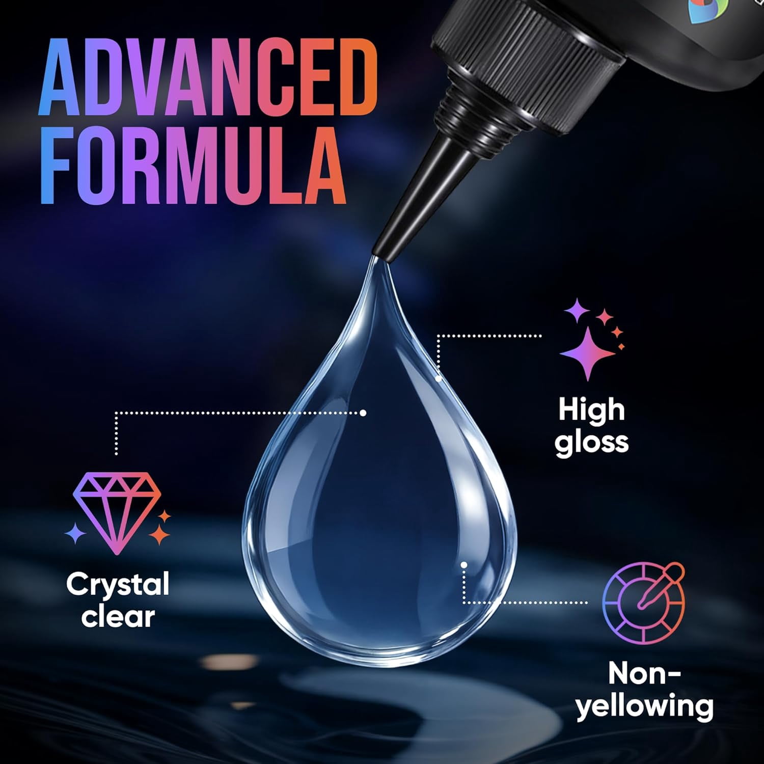 CRAFT RESIN UV Resin Kit with Light - 36W 22 LED Big Lamp and 200g Hard Type Low Viscosity UV Epoxy Resin, Crystal Clear & Non-Yellowing - Starter Kit for Jewelry Making, DIY Crafts & Small Molds