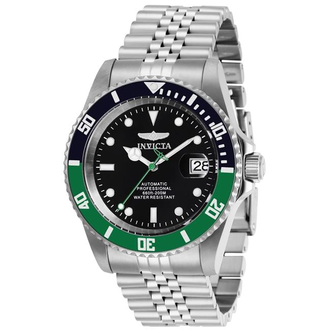 Invicta 29177 Mens Pro Diver Automatic 3 Hand Black Dial Watch with Black Green Bezel Color Walmart