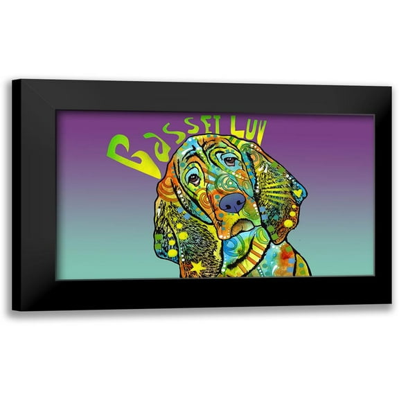 Dean Russo Collection 14x10 Black Modern Framed Museum Art Print Titled - Basset Luv