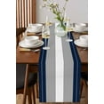 thumbnail image 4 of nqOlkjepod Navy Blue Grey Stripe Table Runner 48 Inches Long Farmhouse Dress Scarves, Modern Art Horizontal Striped Dining Tablerunner for Coffee Table/Kitchen Island/Party Décor, 13" x 48", 4 of 8