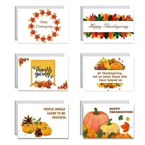 YIEMEEN Set of 6 Happy Thanksgiving Day Cards with Envelopes Stickers Pumpkin Maple Leaf Greeting Card for Fall Harvest Celebration Thank You Postcards