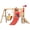 Red, variant on Wooden Swing Set for Toddlers 1.5-4, 4-in-1 Outdoor Playset with Baby Swing, Slide, Captains Wheel, Horn, Red, 67x78.8x46.5 Inches