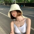 thumbnail image 4 of SikaFu Lace Up Fisherman Cap Women Summer Solid Color Bucket Hats Big Brim Sun Hat Panama Caps Gorros, 4 of 6