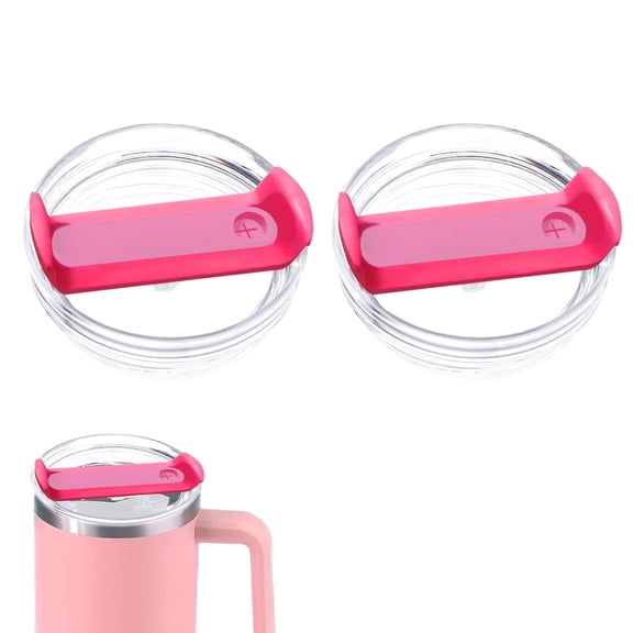 Stanley Cup Accessories,40 oz Tumbler Lid Replacement Fit for Stanley Cup,Replacement Lids, Spill Proof Tumbler Covers(Clear - Hot Pink,2 Pack )
