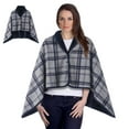 thumbnail image 4 of DAMAI Plaid Fleece Wearable Blanket, Shawl Comfy Poncho Throw with Buttons Unisex Cape Wrap Cover Warming Shawl Ponchos for Bed Sofa Office, 4 of 5