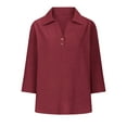 thumbnail image 4 of Plus Size Womens Clothing Summer Shirts Fashion V Neck Leisure Three-quarter Sleeve Solid, 4 of 5