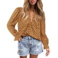 thumbnail image 1 of Blusa PRETTYGARDEN de Manga Larga con Escote en V y Encaje Talle M, 1 of 7