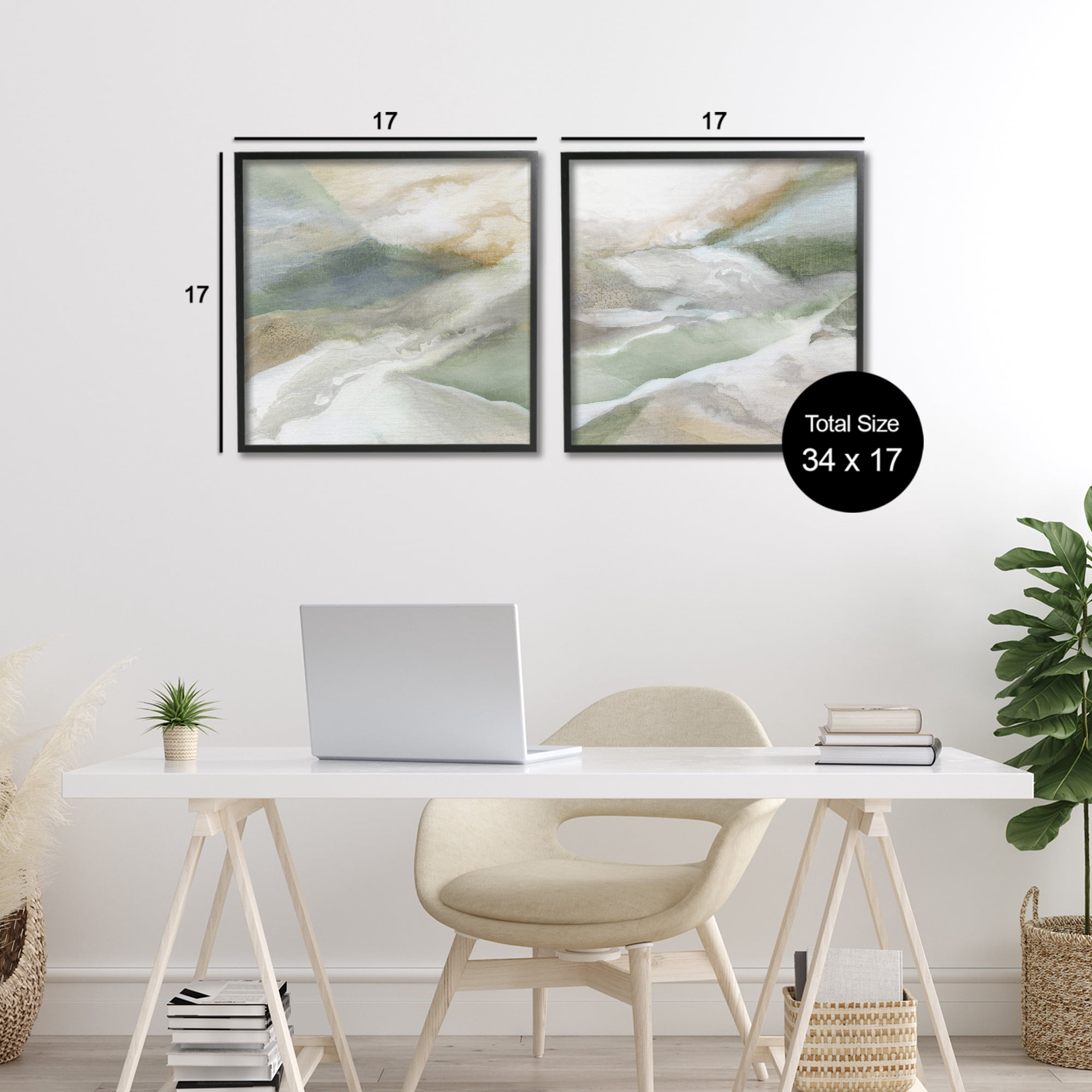Stupell Industries Serene Misty Valley Abstraction 2 Piece Black Framed Giclee Art Set, design by Carol Robinson