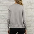 thumbnail image 6 of Women's Cardigan Sweater Long Sleeve Crewneck Button Down Solid Cable Knit Coat Gray L, 6 of 6