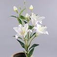 thumbnail image 4 of 1 Bundles Artificial Lily Flowers,White Lilies Flower Bouquet,Faux Floral Table Centerpieces Arrangement,for Wedding Bouquet Home Party Indoor Table Hotel Office Outdoor Garden Decor,31.5 inch(White), 4 of 6