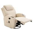 thumbnail image 2 of CB15860 Living Room Recliner Massage Chair Heated Vibrating PU Leather - Cream, 2 of 9