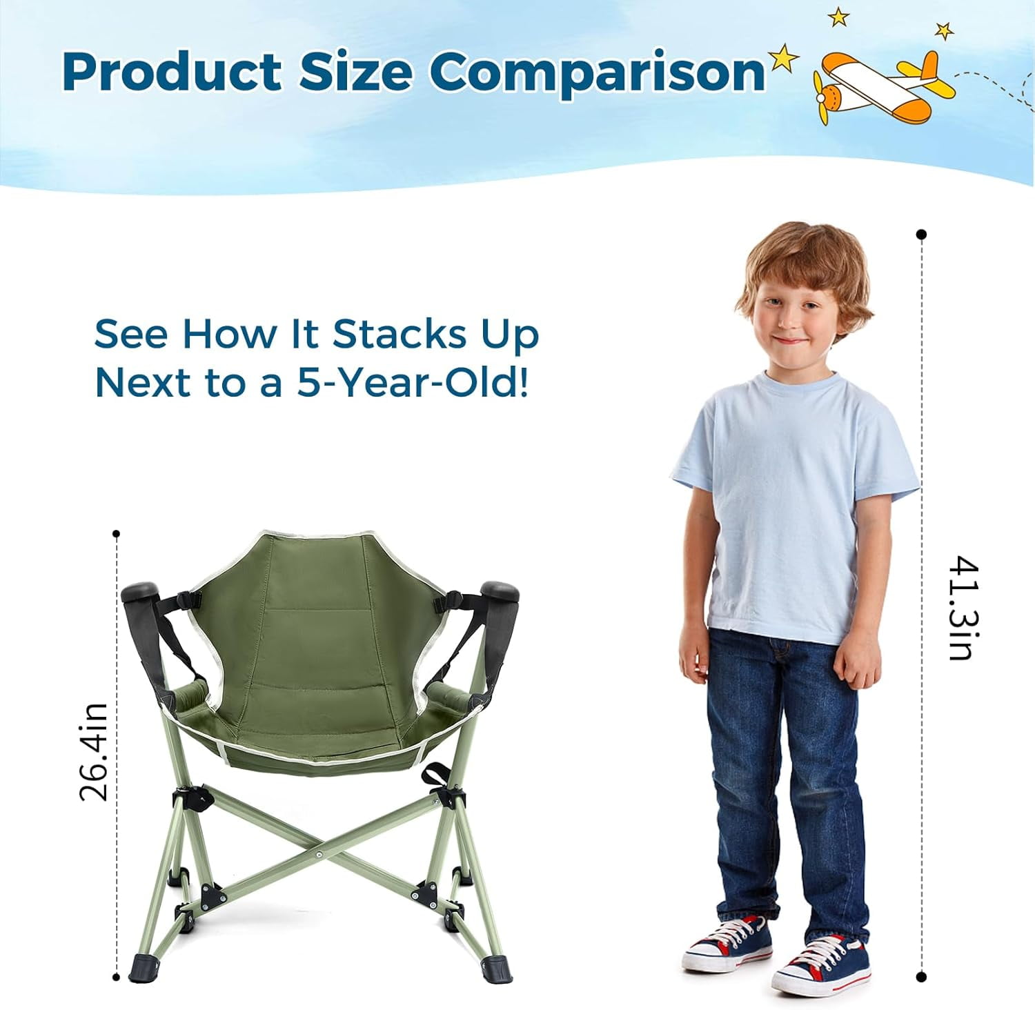 Kids Hammock Chair with Stand, Adjustable Folding Portable Chair for Camping Travel and Patio, Green, Supports 135 Lbs