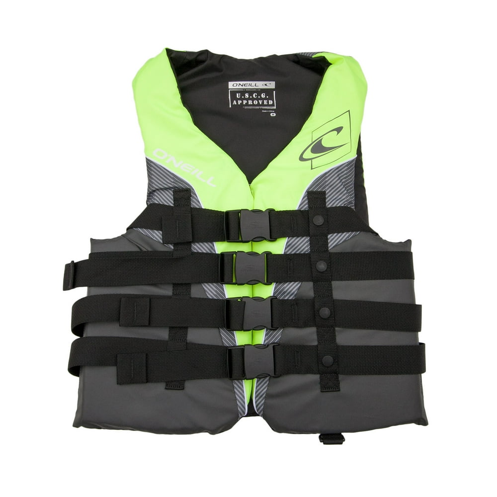 O'Neill mens Superlite USCG life vest XXL Lime/graphite/smoke/white