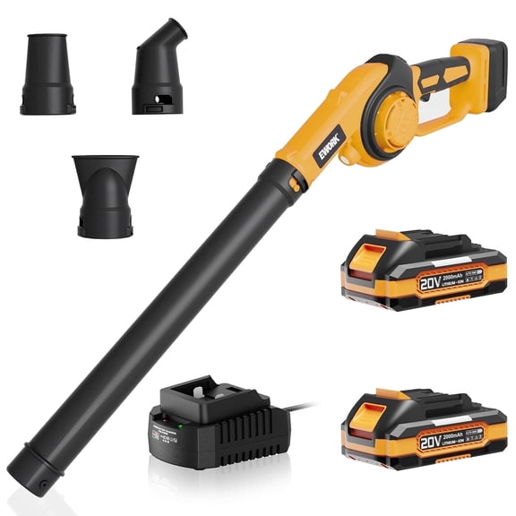 EWORK 20V Cordless Sweeper & Mini Leaf Blower, 3lb Lightweight for Hard Surfaces, Includes 2x 2.0Ah Batteries (130 CFM / 200 MPH)