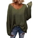 thumbnail image 2 of Suéter Holgado de Punto de Larga con Cuello en V para Mujer Verde XS, 2 of 5