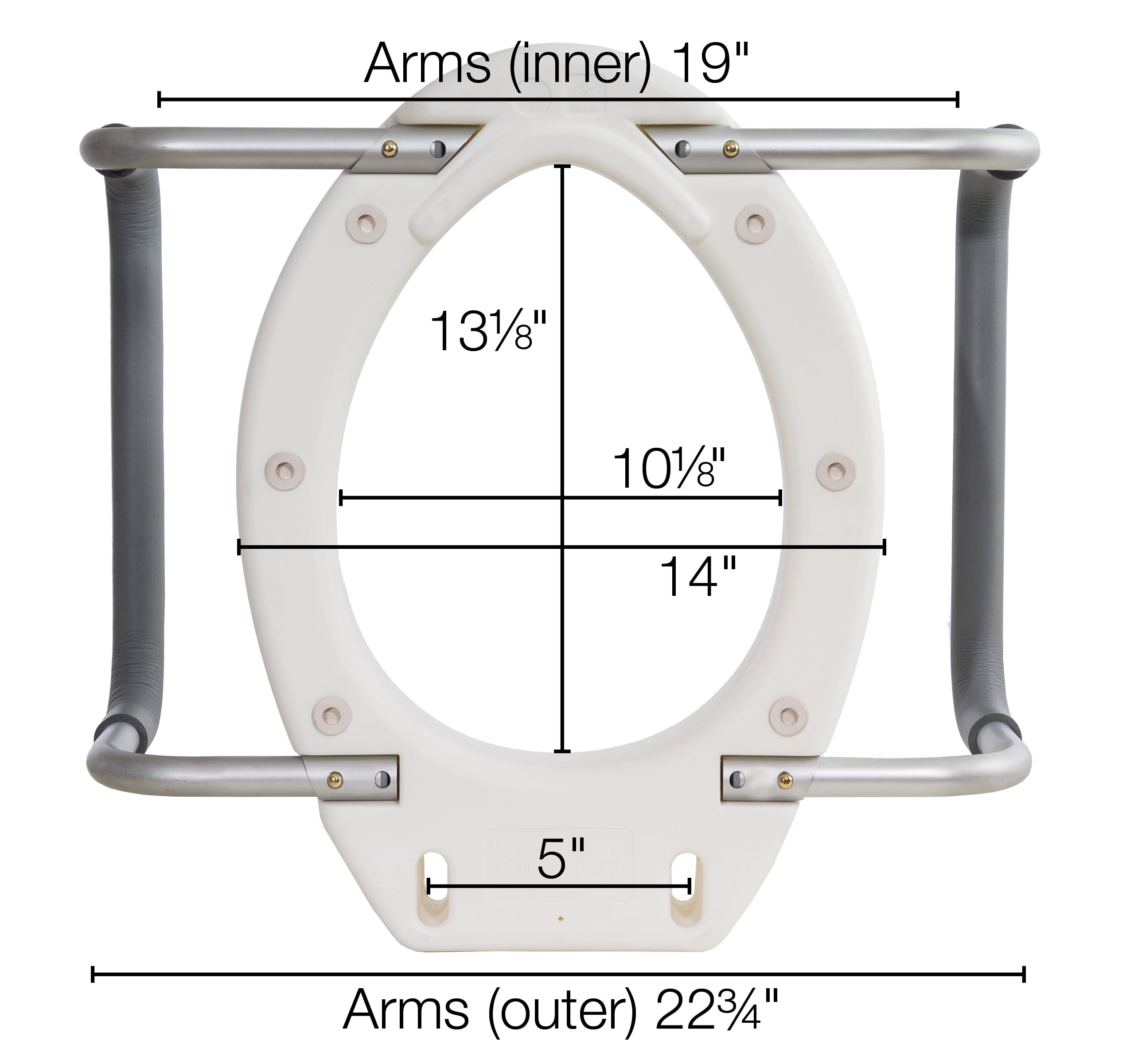 Toilet Seat Riser with Arms for Elongated Size Bowl