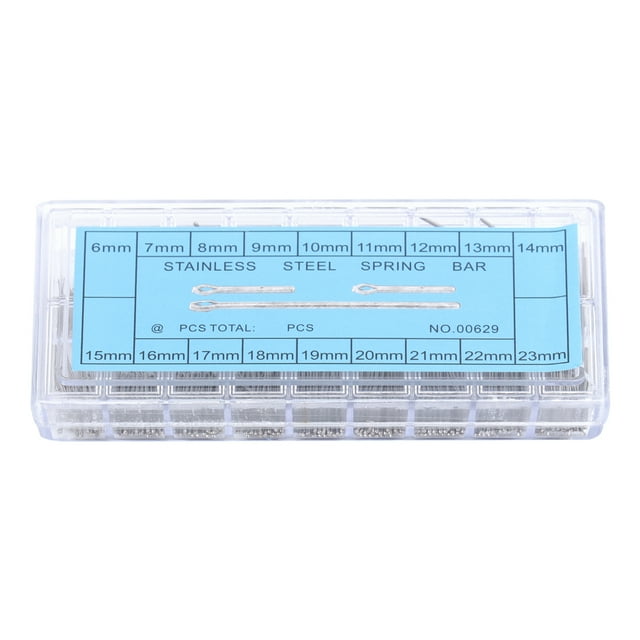 360pcs Acero inoxidable Reloj Band Link Chaveta Pasadores Barras de resorte Herramientas en 18 tamaños diferentes - 6 mm-23 mm (Plata)