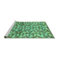 thumbnail image 2 of Ahgly Company Machine Washable Indoor Round Abstract Turquoise Blue Modern Area Rugs, 3' Round, 2 of 4