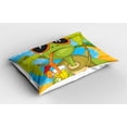 thumbnail image 2 of Ambesonne Cool Pillow Sham 2 Pack, Turtle Drinking Cocktail, 36"x20", Green Orange Pale Blue, 2 of 3
