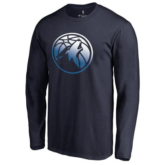 Men's Navy Minnesota Timberwolves Gradient Logo Long Sleeve T-Shirt