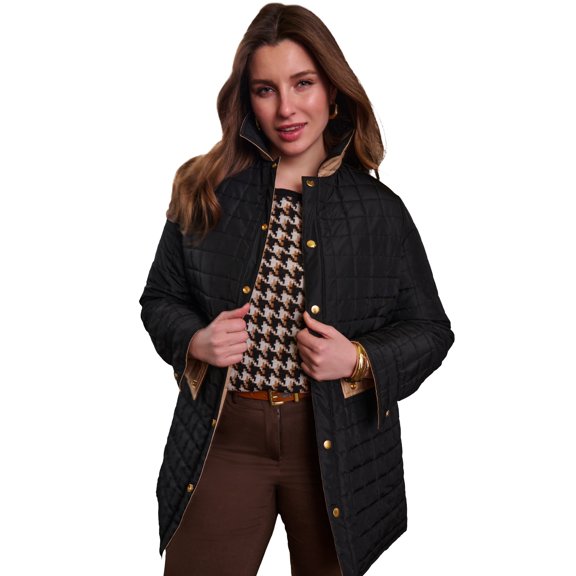 Jessica London Women's Plus Size Reversible Quilted Shirt Jacket