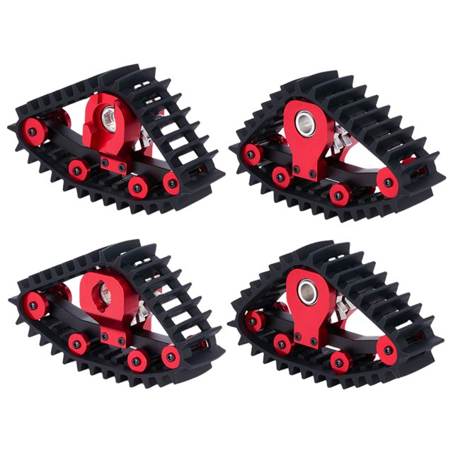 fastboy 4pieces Snow Tires Sets Simulate Carload Tracks Wheel Sandmobile Conversion 4Pcs For 1/18 RC Crawler Car T RX-4M Red XZ-001R