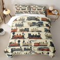 thumbnail image 2 of Castle Fairy Vintage Classic Antique Steam Train Twin Quilt Set for Boys,Retro Locomotive Twin Coverlet Set,Navy Red, 2 of 7