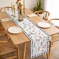 thumbnail image 3 of Spring Floral Table Runner - 60 Inch Long, Kitchen Dining Table Runner Dresser Scarves, Pink Flowers Black White Plaid Pastoral Farmhouse Decor for Coffee Tables Wedding Party Banquet, 3 of 8