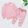 thumbnail image 2 of WUANDIXFA Toddler Baby Boy Girl Clothes Solid Tshirt Long Sleeve Top Pants 2PCS Summer Baby Outfit Set Sweatsuit (Pink, 12-18 Months), 2 of 6