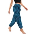 thumbnail image 4 of Defitshape Women's Harem Pants Yoga Hippie Boho Jogger Parachute Bohemian Genie Pants Cool Summer Beach Trousers Drawstring Elastic Waist Patterned3 One Size, 4 of 5